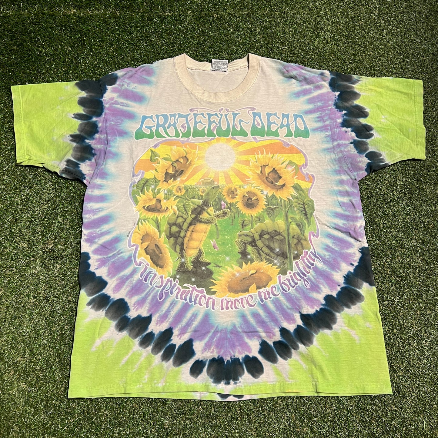 1995 Grateful Dead Summer Tour Turtles Tie Dye Tee Size XL USED v16348