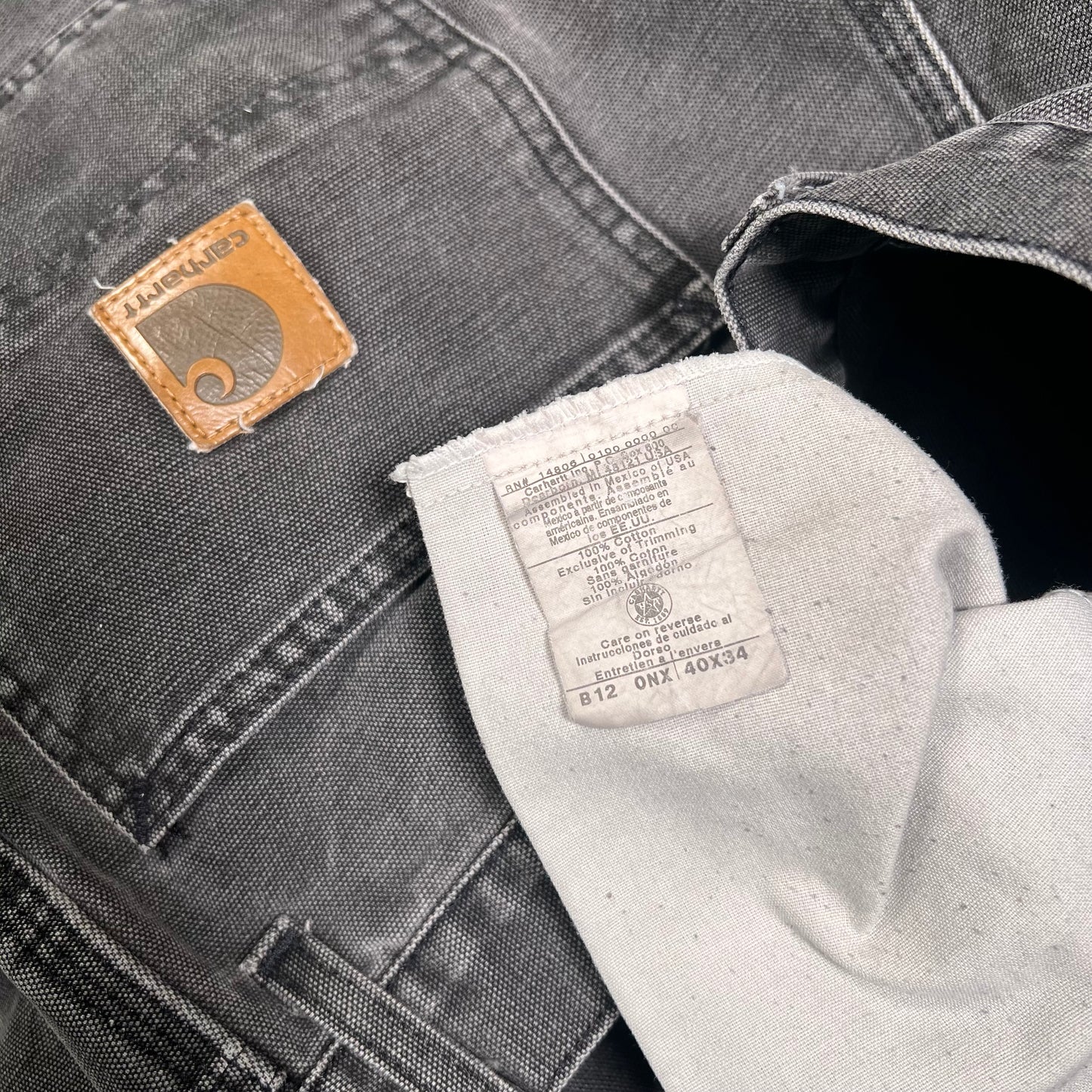 Y2K Carhartt Workwear Black Denim Pants Size 36 USED v18708