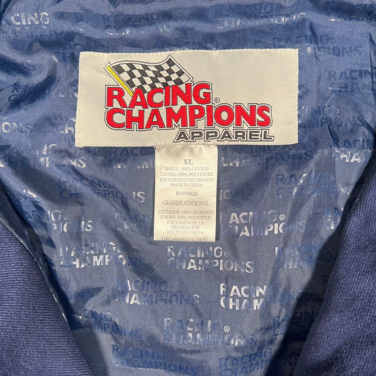 Y2K Nascar "Racing Champions" Blue Jacket SIze XL USED v17896