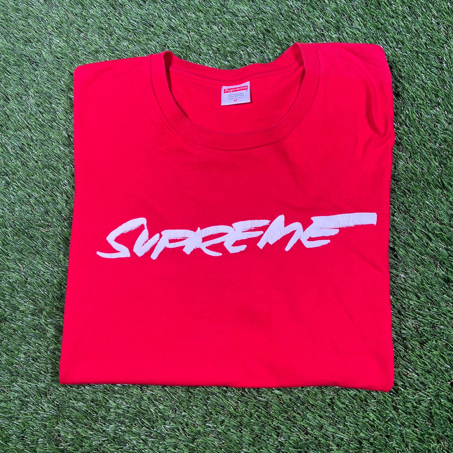 Supreme Red Futura Logo Tee (2020) Size Medium USED x14932