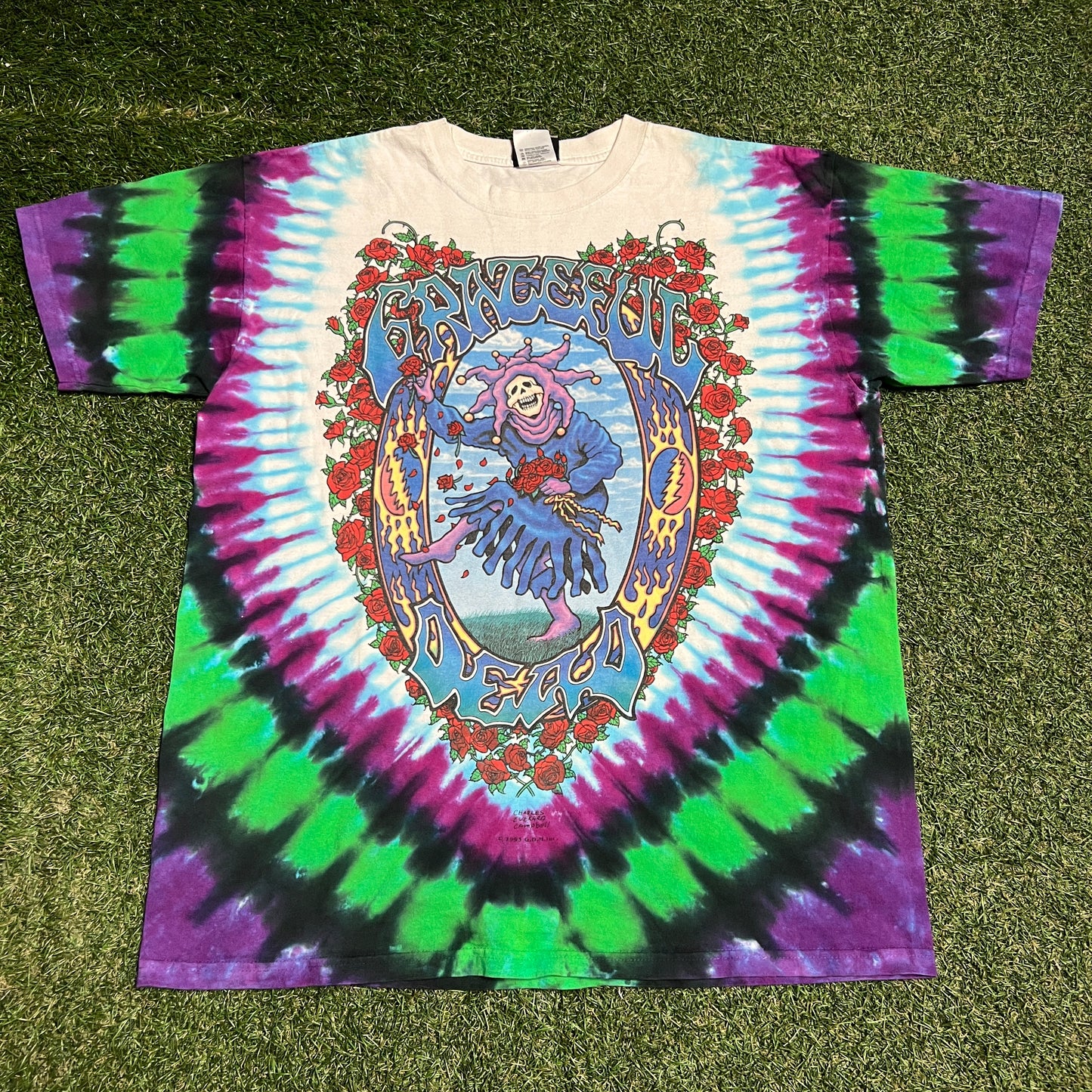 Y2K Grateful Dead 93 Seasons Jestor Tie Dye Tee Size Large USED v16394