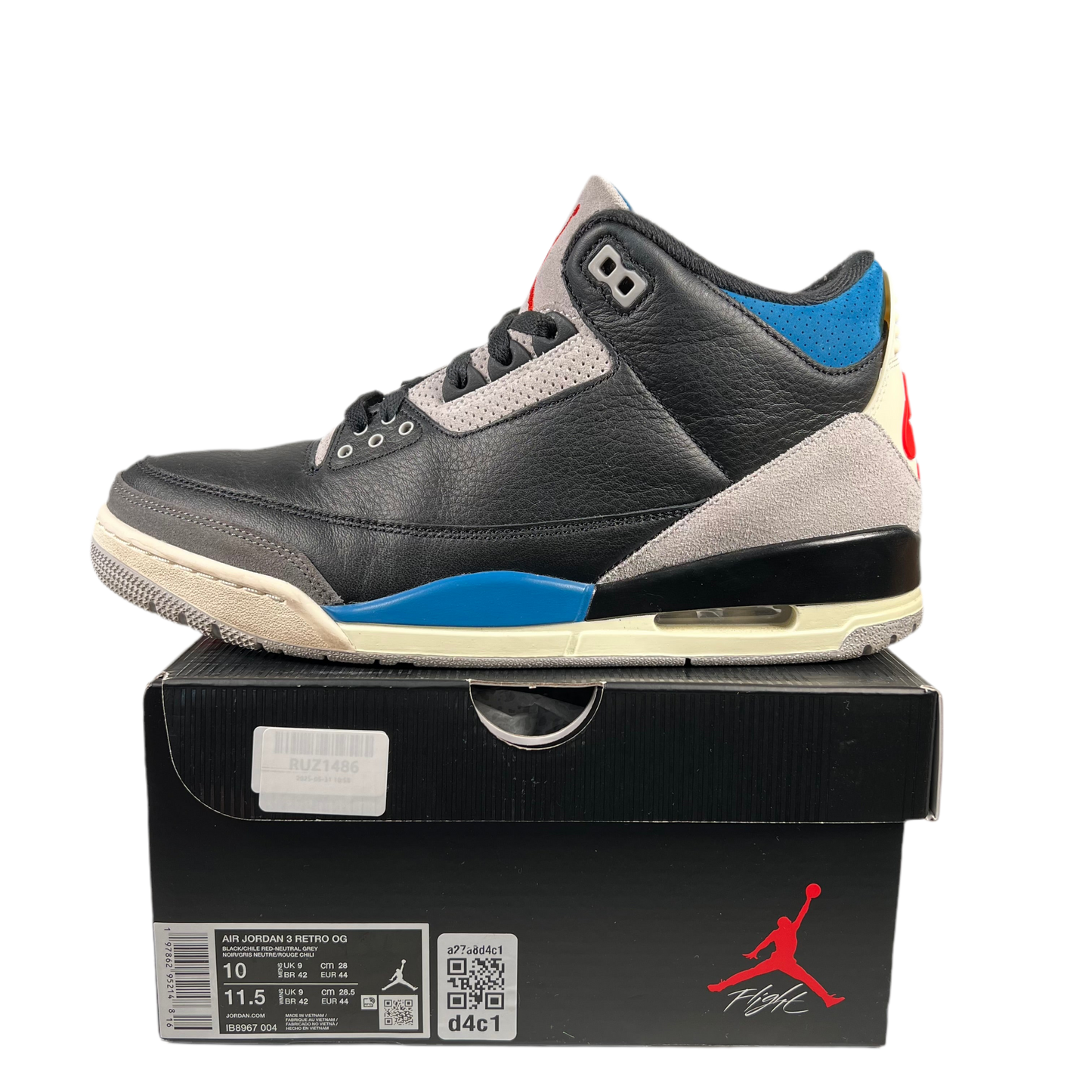 Jordan 3 Rare Air (2025) Size 10 USED s18702