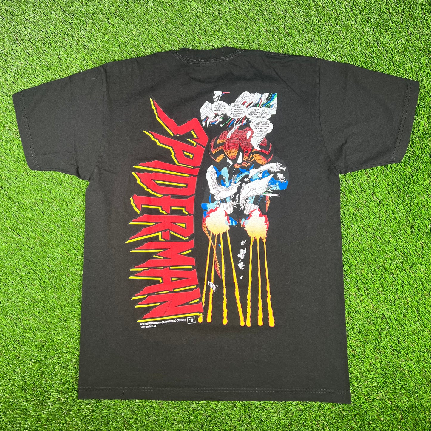 Mask and Disguise M.A.D. Marvel "Spiderman" Black Tee Size Large USED v17081