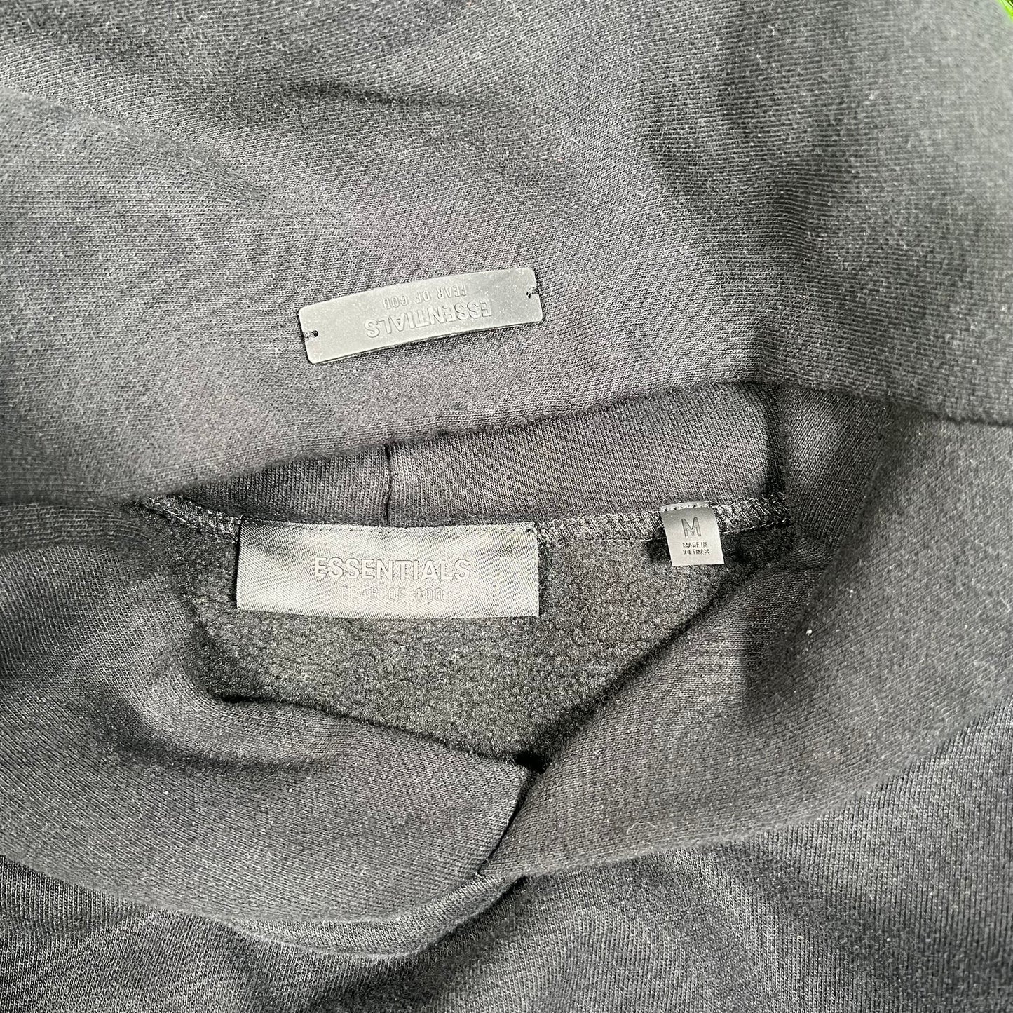 Fear Of God Essentials Black/White Lettering Hoodie Size Medium USED x15407