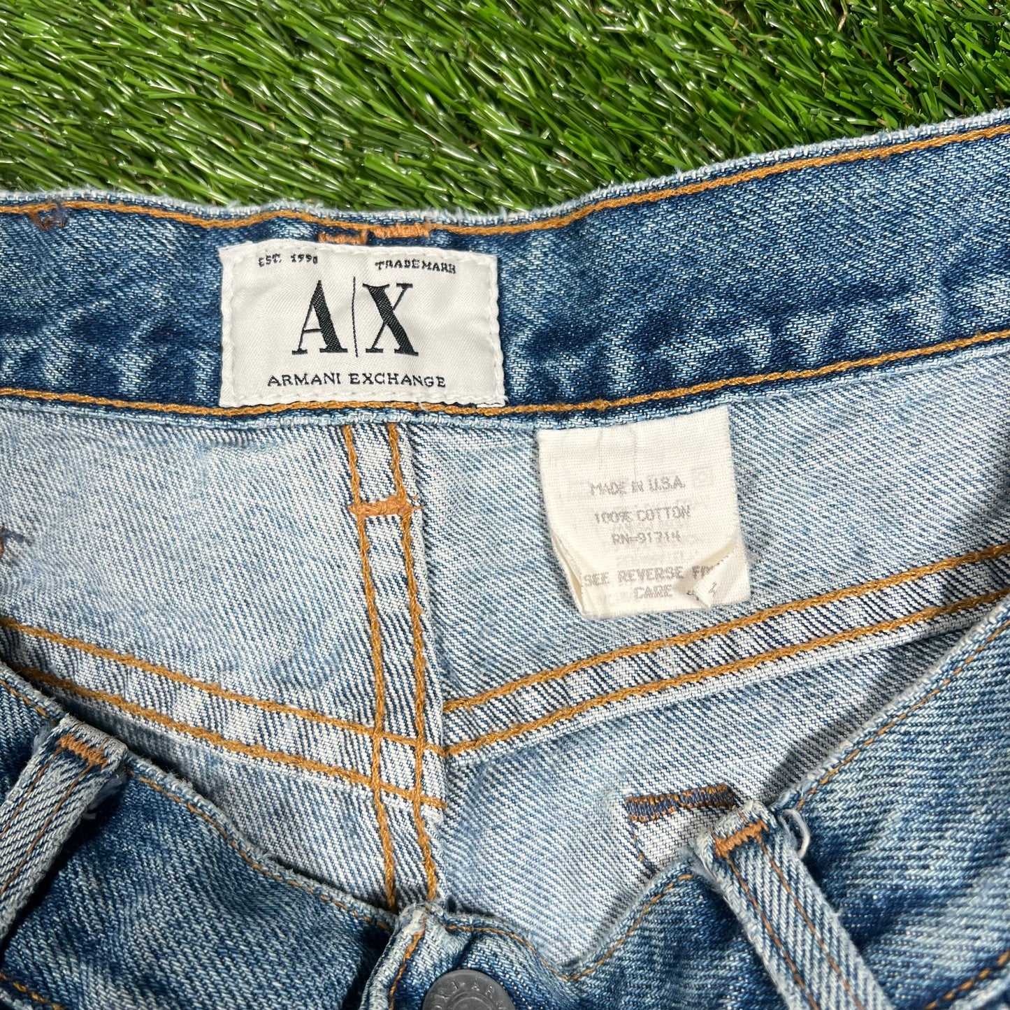 1990s Armani Exchange Blue Jeans Size 34x32 USED v17326