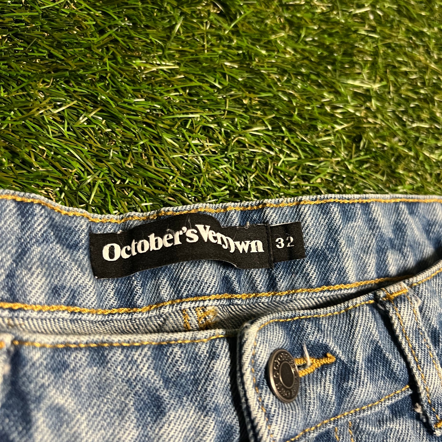 Drake Ovo Leopard Print Blue Jeans Size 32 USED x14233