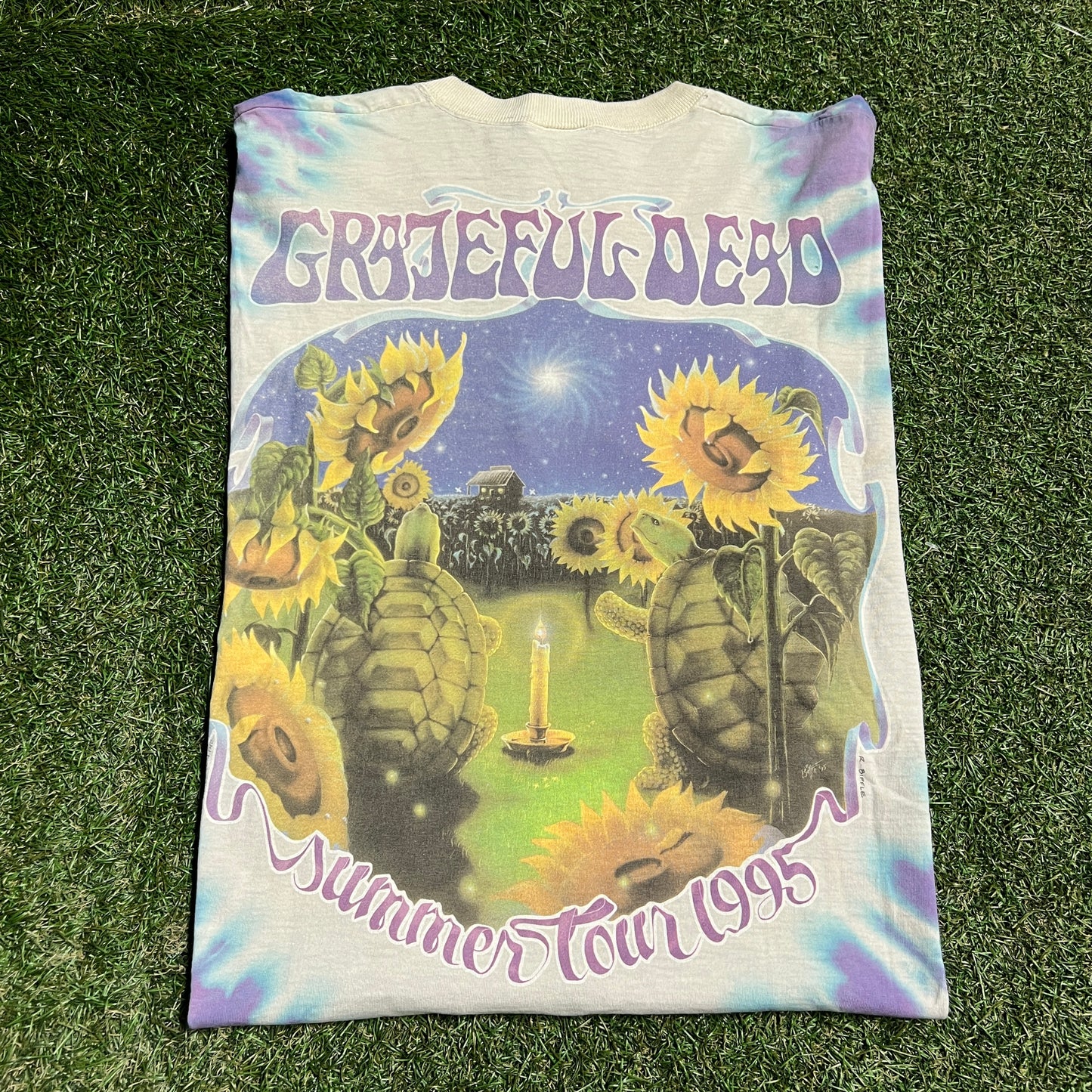 1995 Grateful Dead Summer Tour Turtles Tie Dye Tee Size XL USED v16348