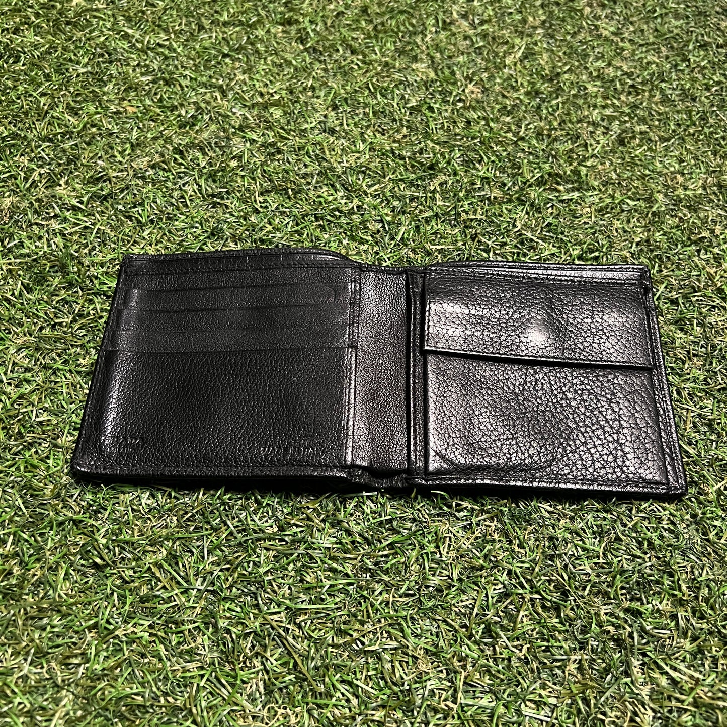 1990s Prada Leather Bilfold Black Wallet USED x14076
