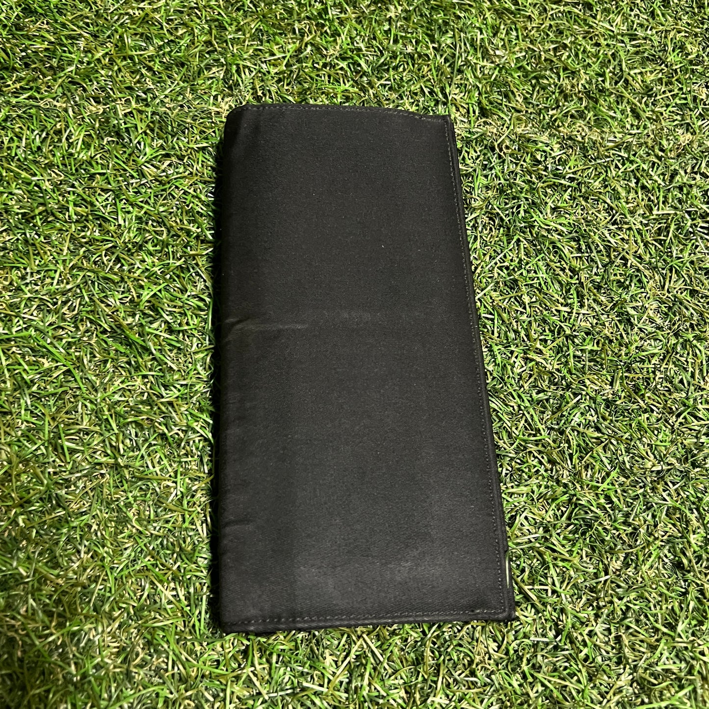 1990s Prada Saffiano Checkbook Black Wallet USED x14079