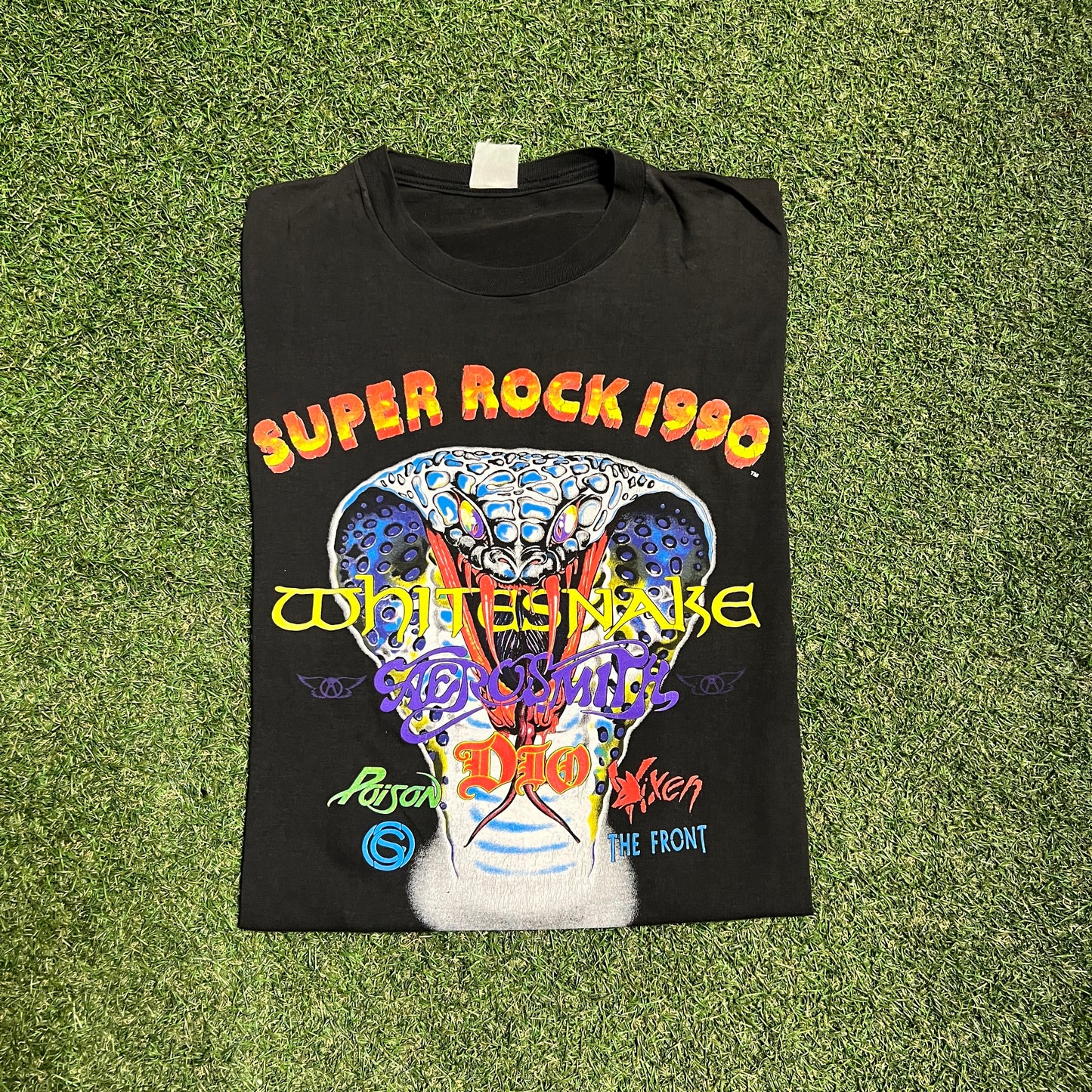 1990 Super Rock Music Fest Black Tee Size XL USED v16072