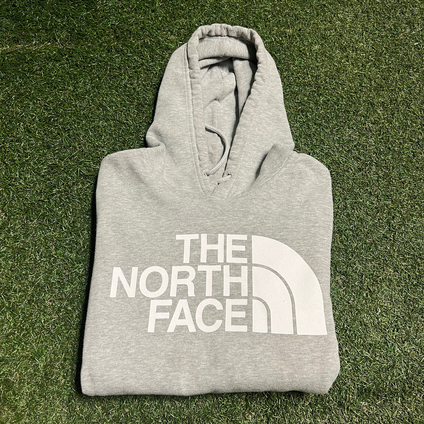 The North Face White Logo Grey Hoodie Size Small USED v16444