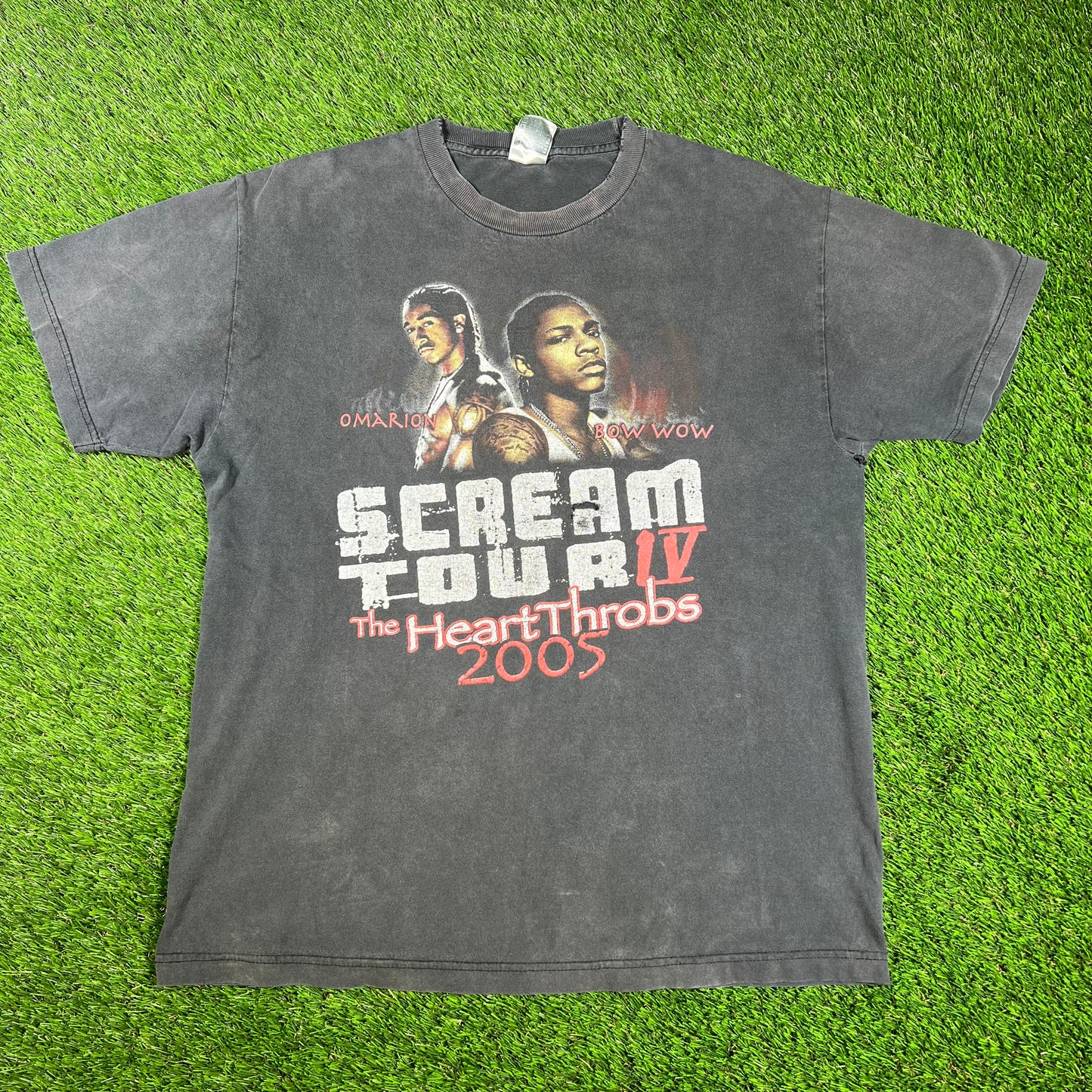 2005 Scream Tour Heart Throbs Bow Wow Omarion Rap Black Tee Size Large USED v16586