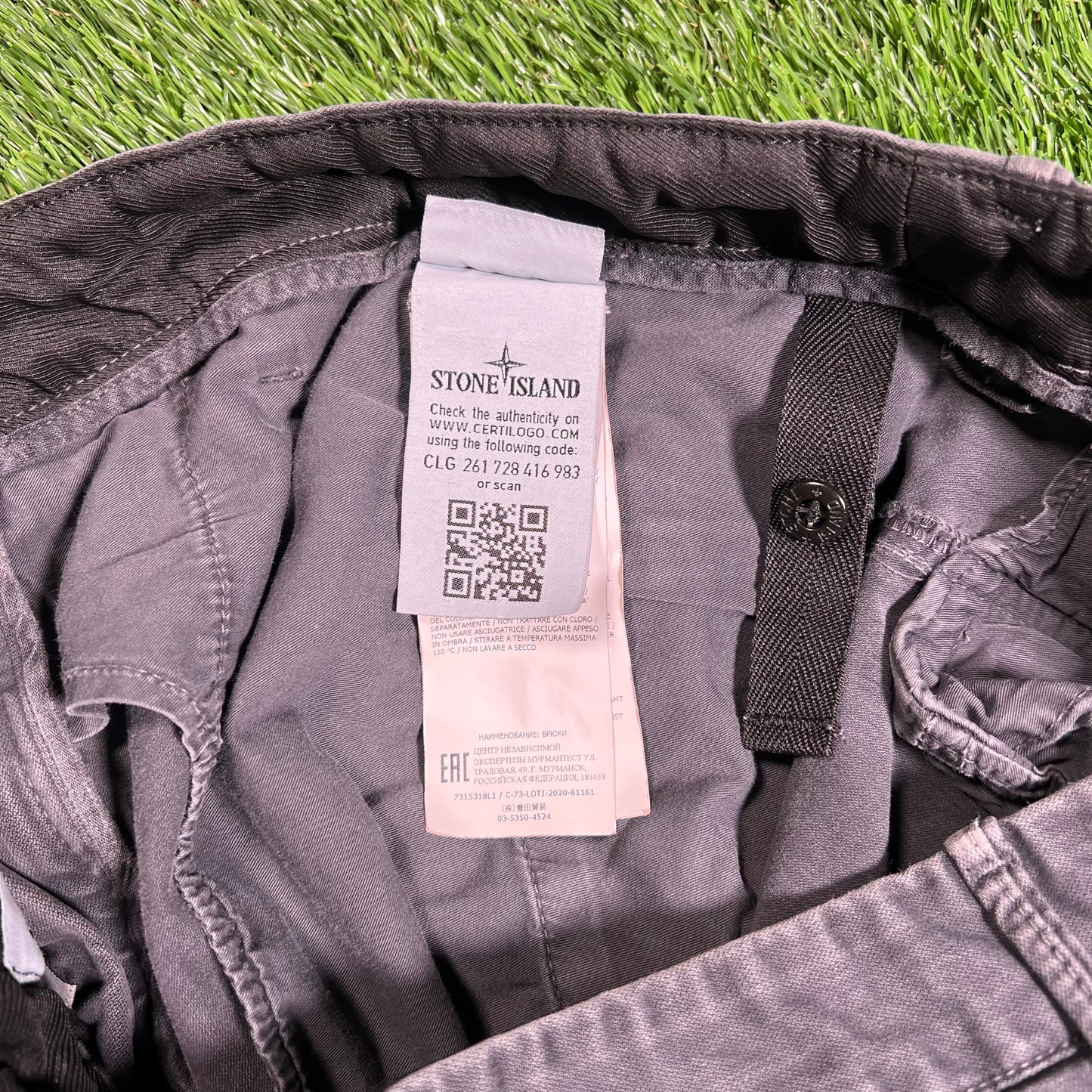 Stone Island Grey Compass Motif Cargo Pants Size 33 USED x15918
