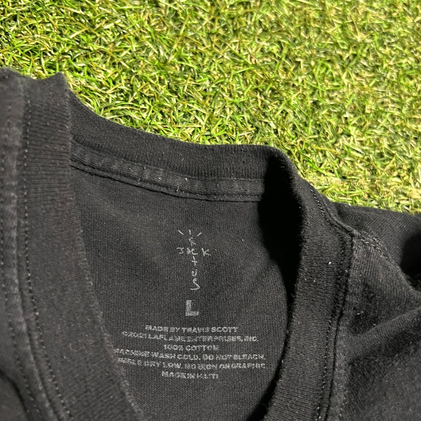 Cactus Jack x Fragment Black "Danger" Tee Size Large USED x13861