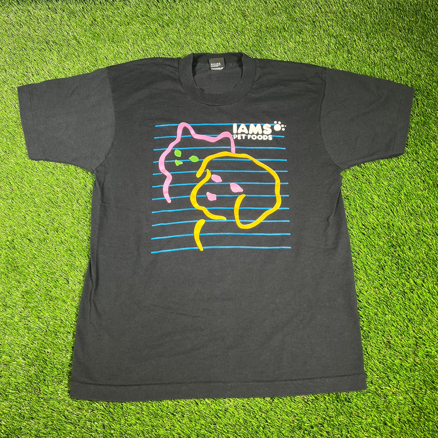1990s IAMS Pet Foods Black Tee Size Large USED v16561
