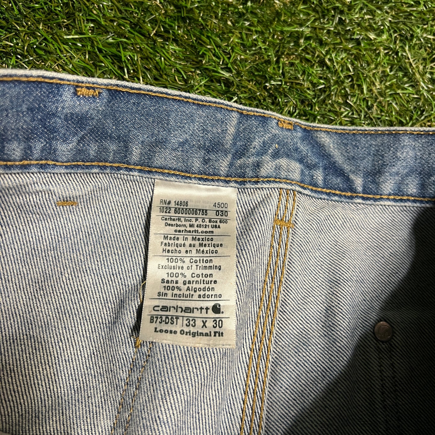 Y2K Carhartt Blue Denim Double Knee Jeans Size 33 USED v16450