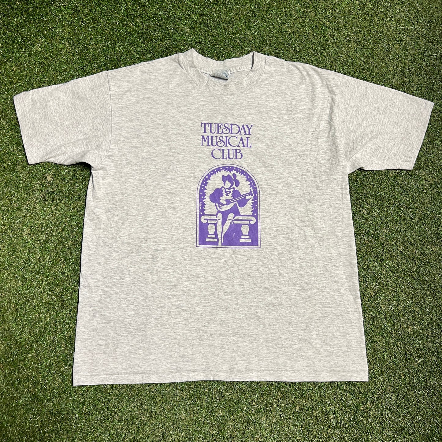 1990s Tuesday Musical Club Grey Tee Size XL USED v16126