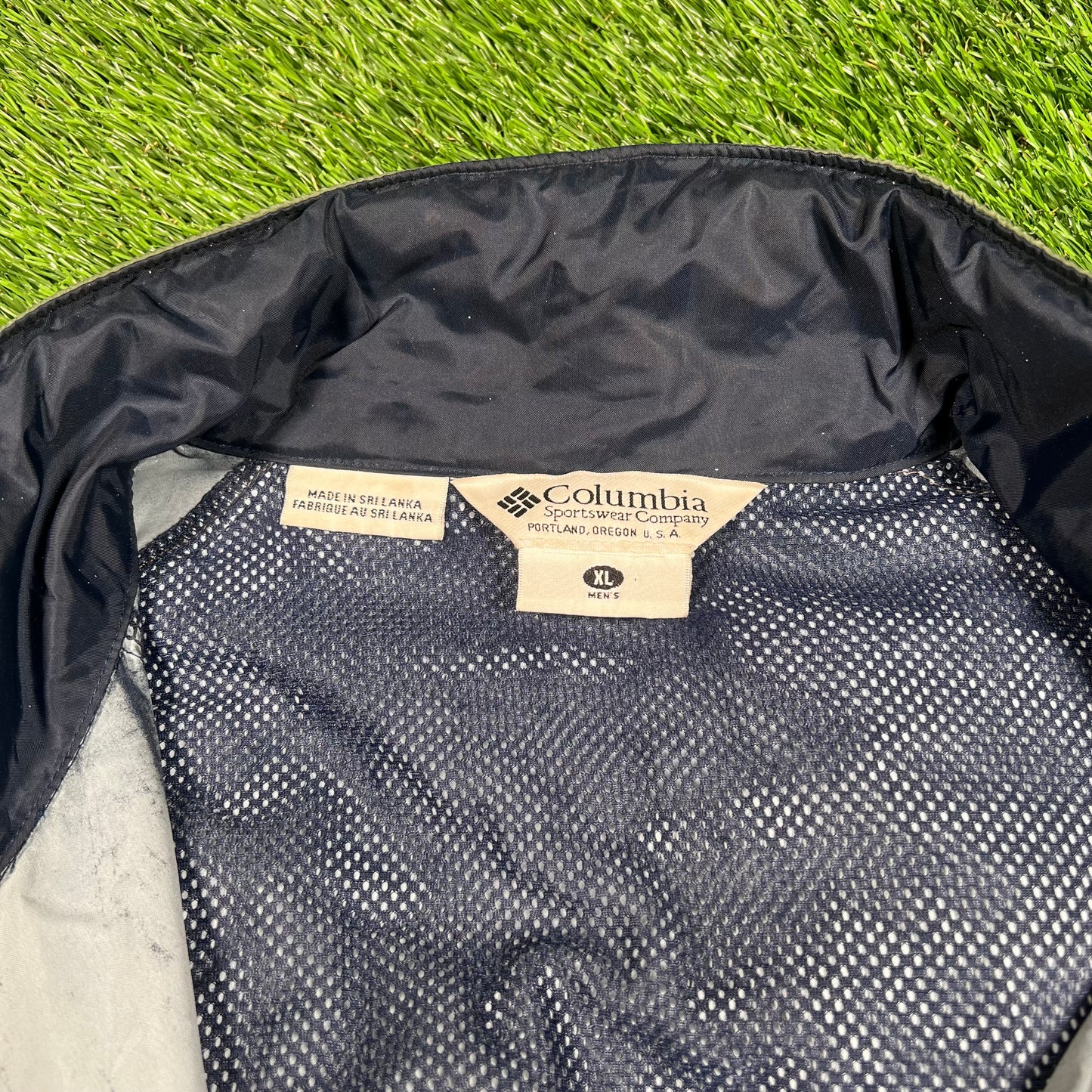 Y2K Columbia "Packable" Green/Navy Full Zip Windbreaker SIze XL USED v17846