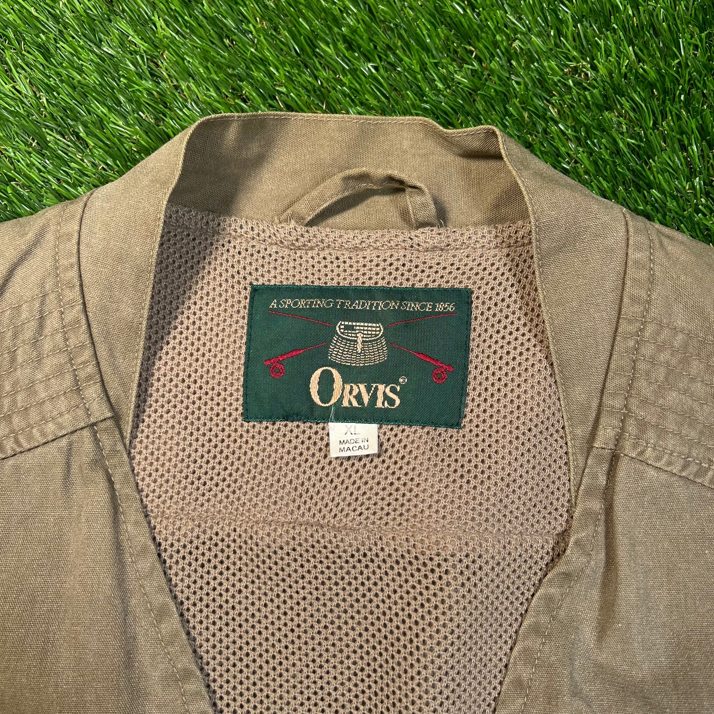 Y2K Orvis Olive Green Safari Vest Size XL USED v18834