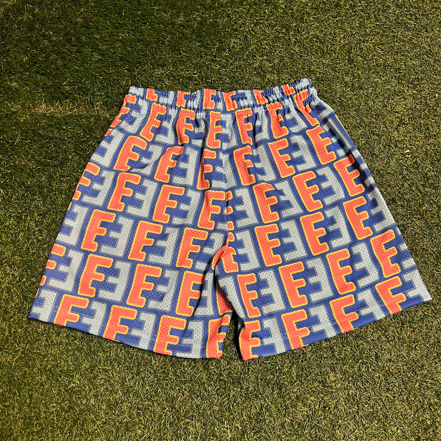 Eric Emanuel EE Repeat Logo Blue/Pink Shorts Size Small NEW x13458