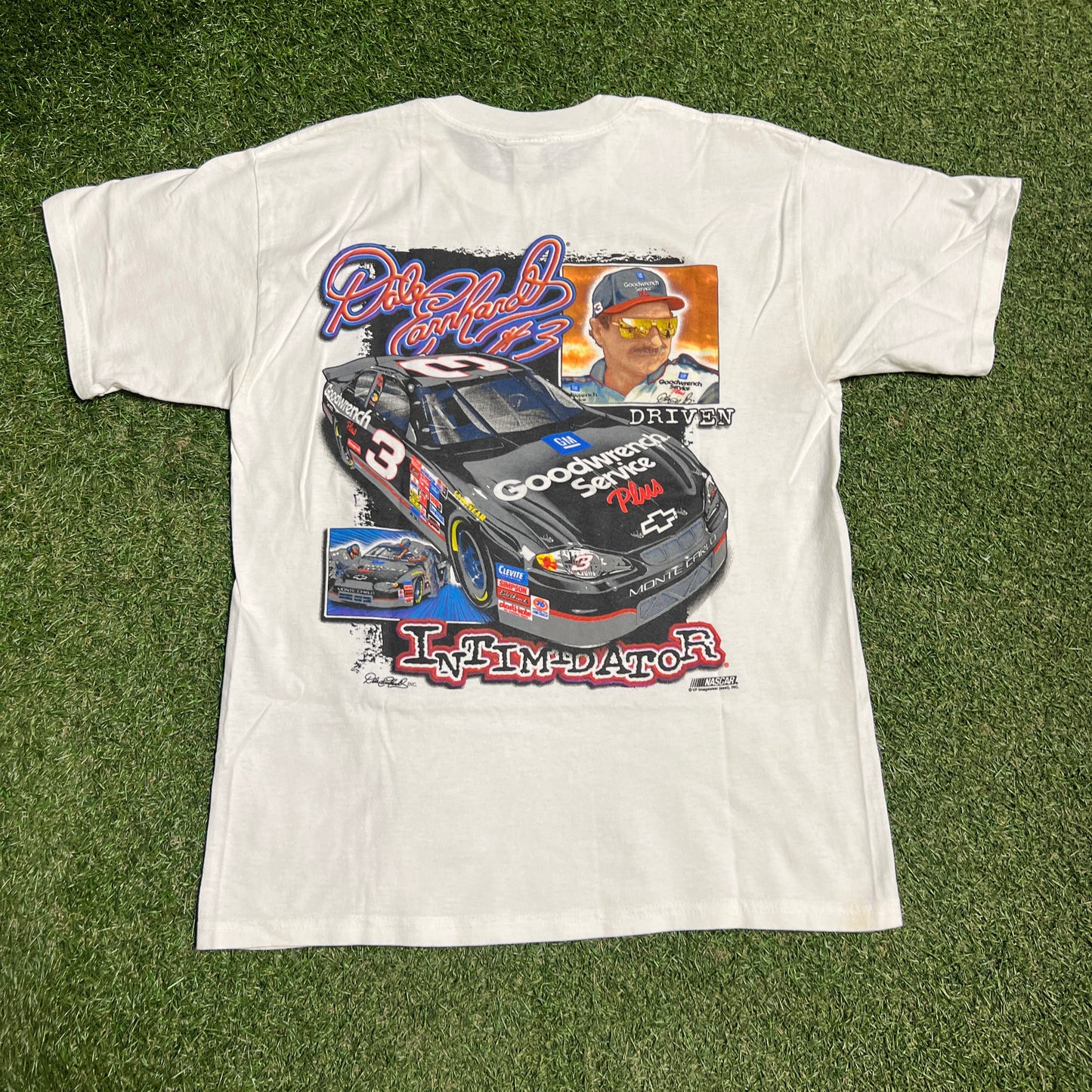 1990s Dale Earnhardt The Intimidator The Champ The Man White Tee Size Large USED v16267