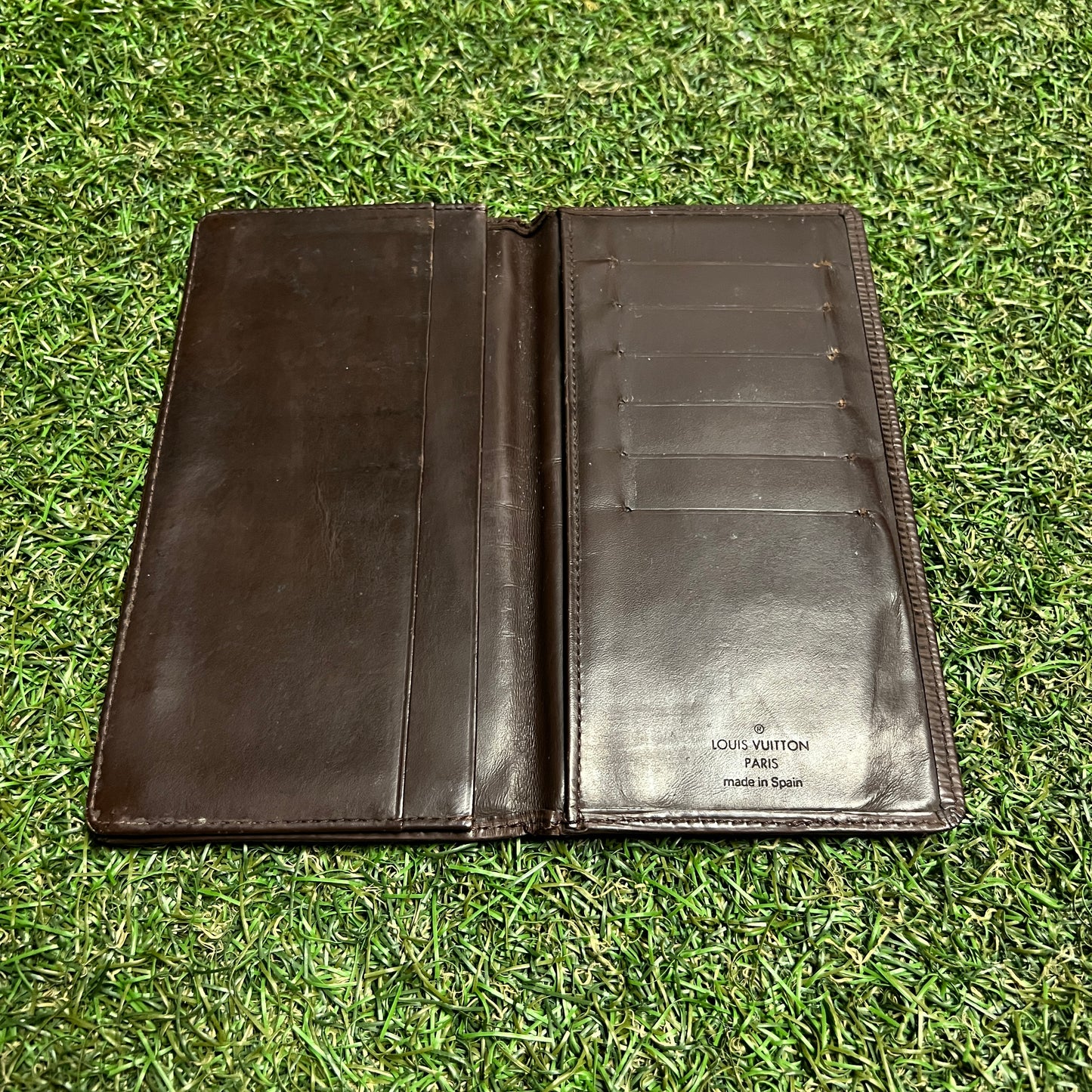 1990s Louis Vuitton Epi Checkbook Wallet Brown USED x14067
