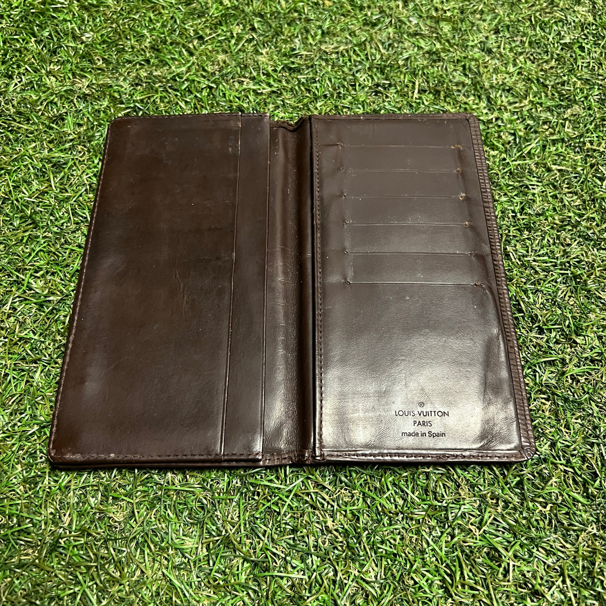 1990s Louis Vuitton Epi Checkbook Wallet Brown USED x14067