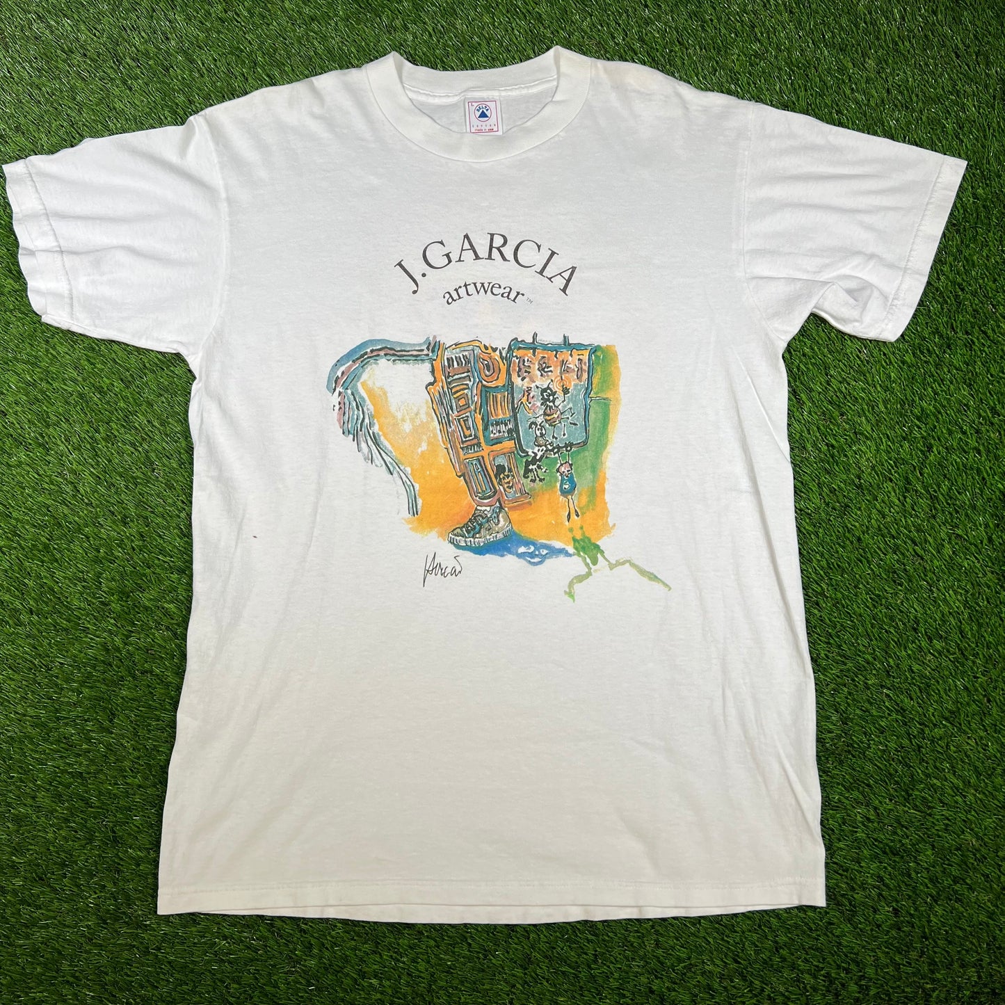 1995 Jerry Garcia Artwear Special Olympics White Tee Size Large USED v16609