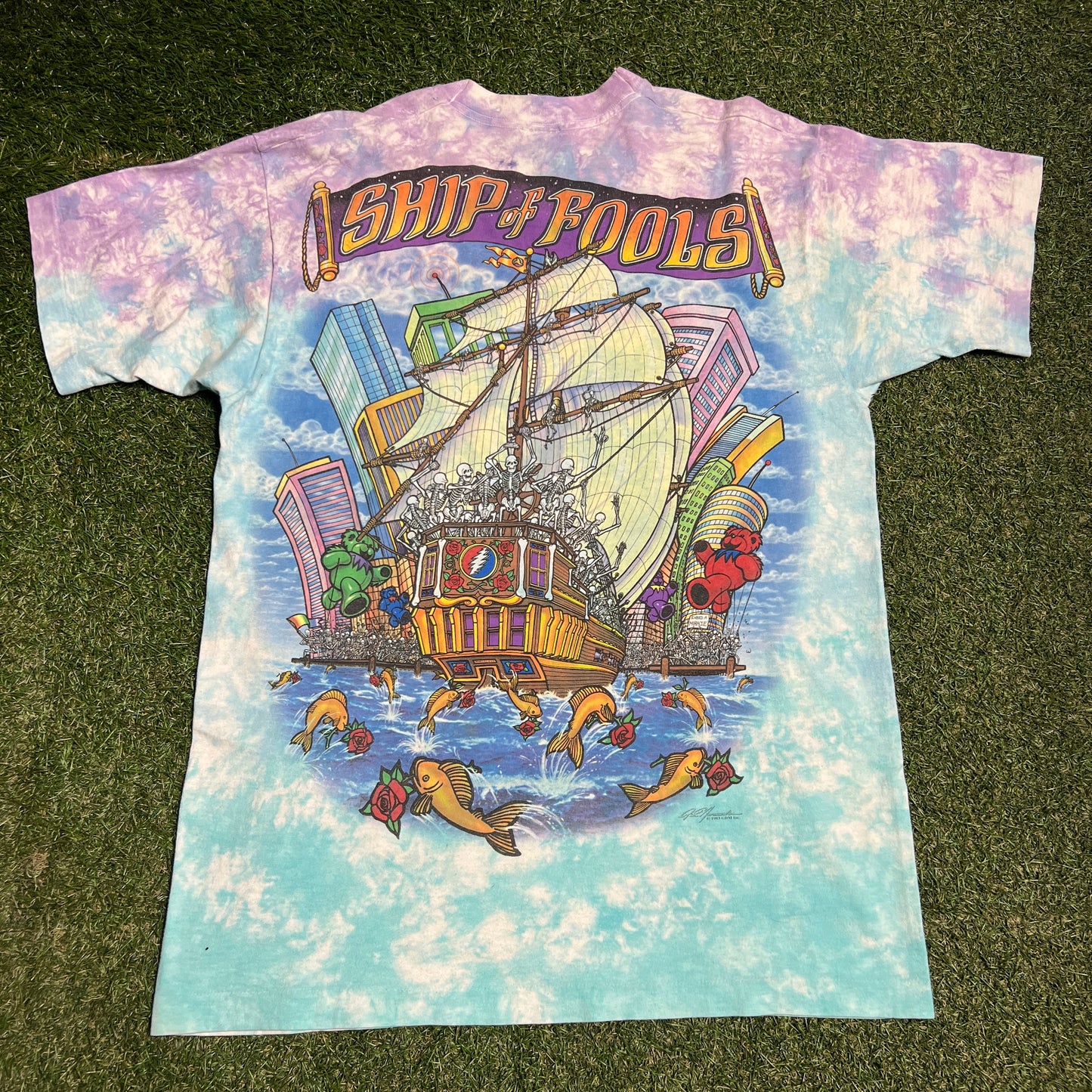 1993 Grateful Dead "Ship of Fools' Sailing Tie Dye Tee Size XL USED v16367