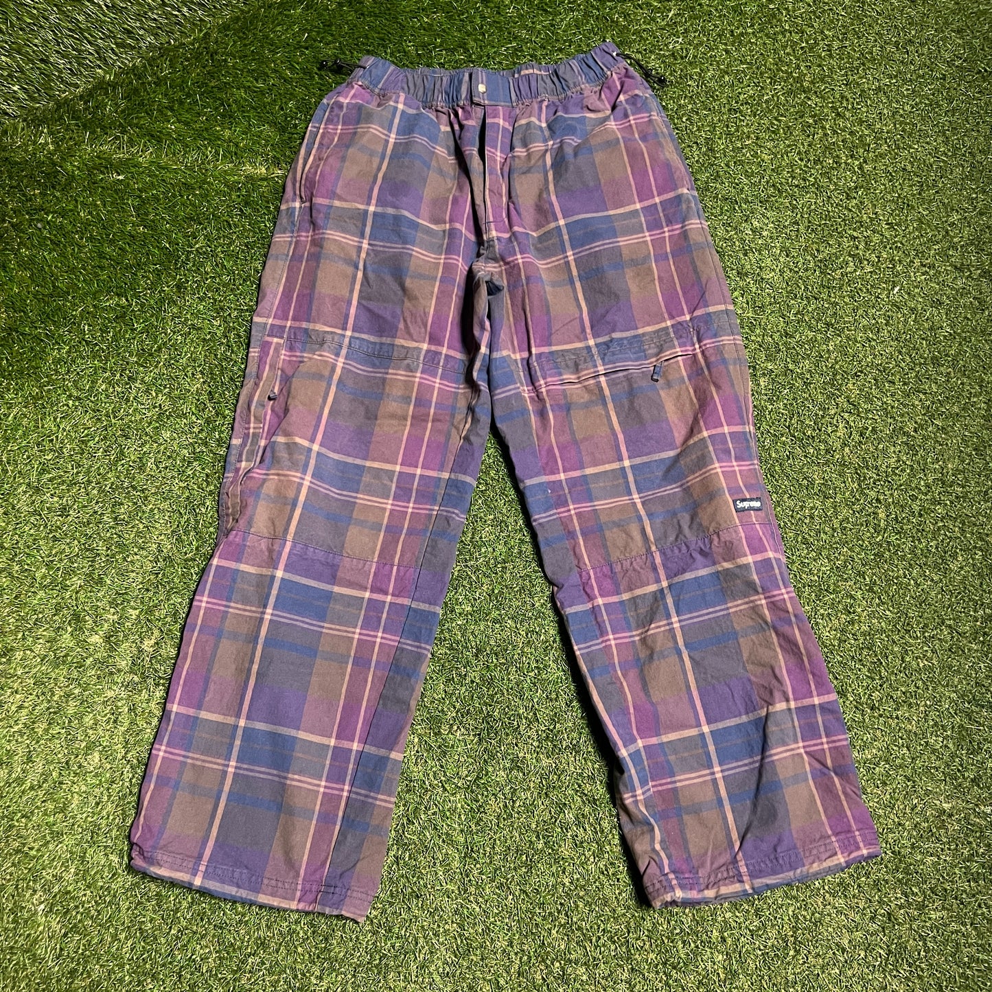 Supreme Purple Plaid Pants 2024 Size Medium USED x14107