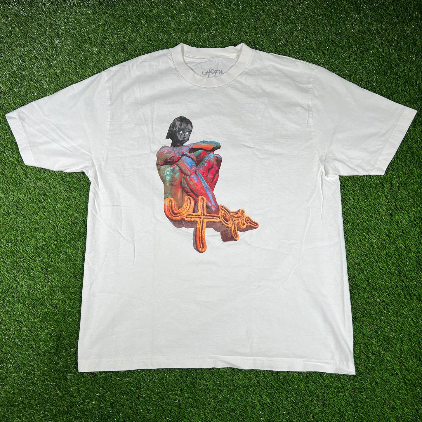Travis Scott Utopia White Statues Tee Size Large USED x14494