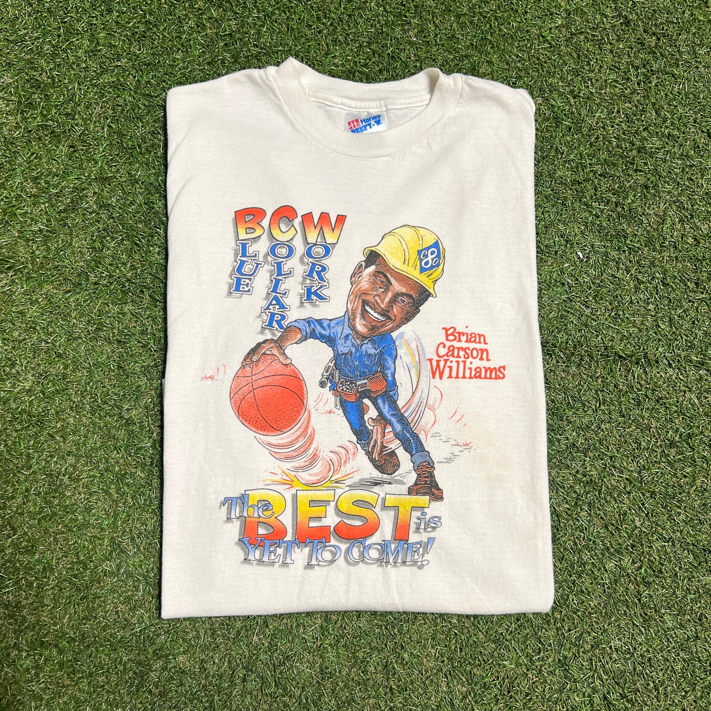 1990s BCW Brian Carson Williams Cartoon White Tee Size Large USED v16277