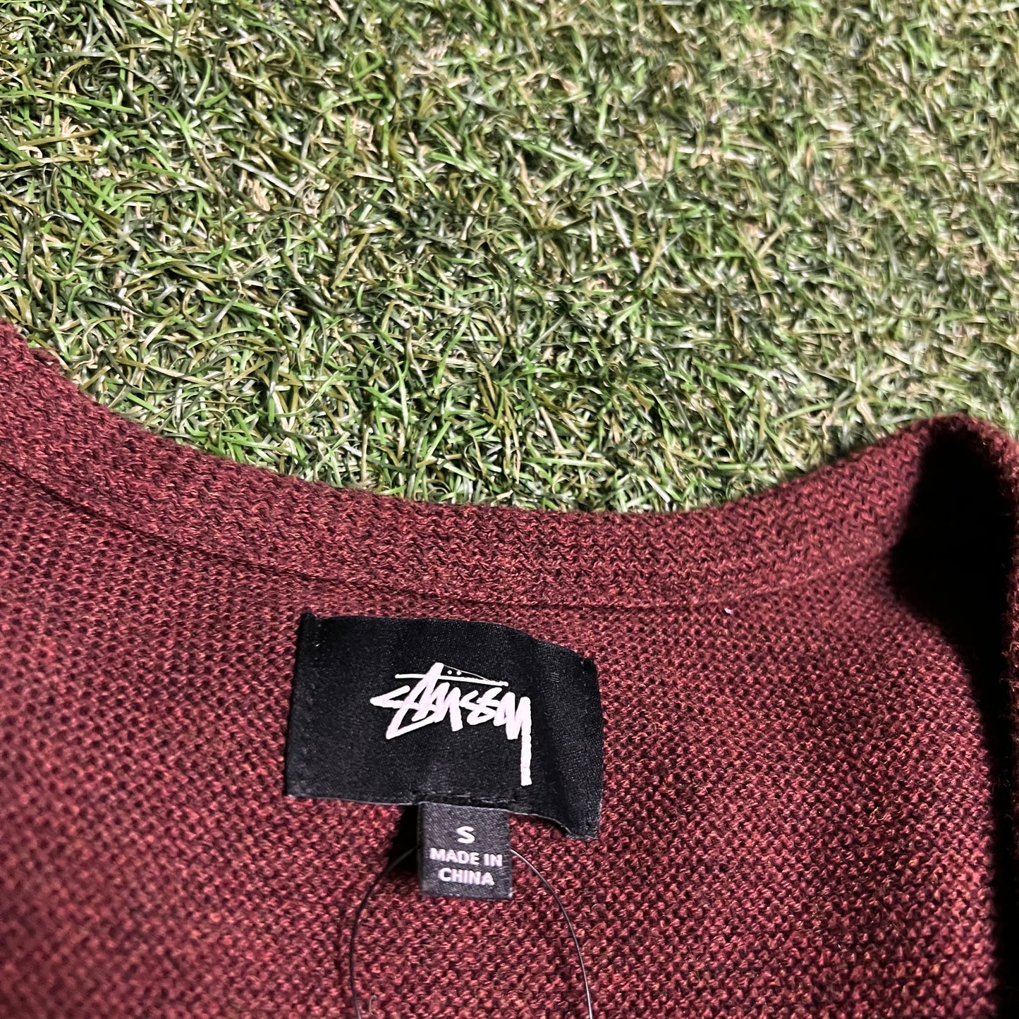 Stussy Brown/Blue Striped Button Up Sweater Size Small USED x13916