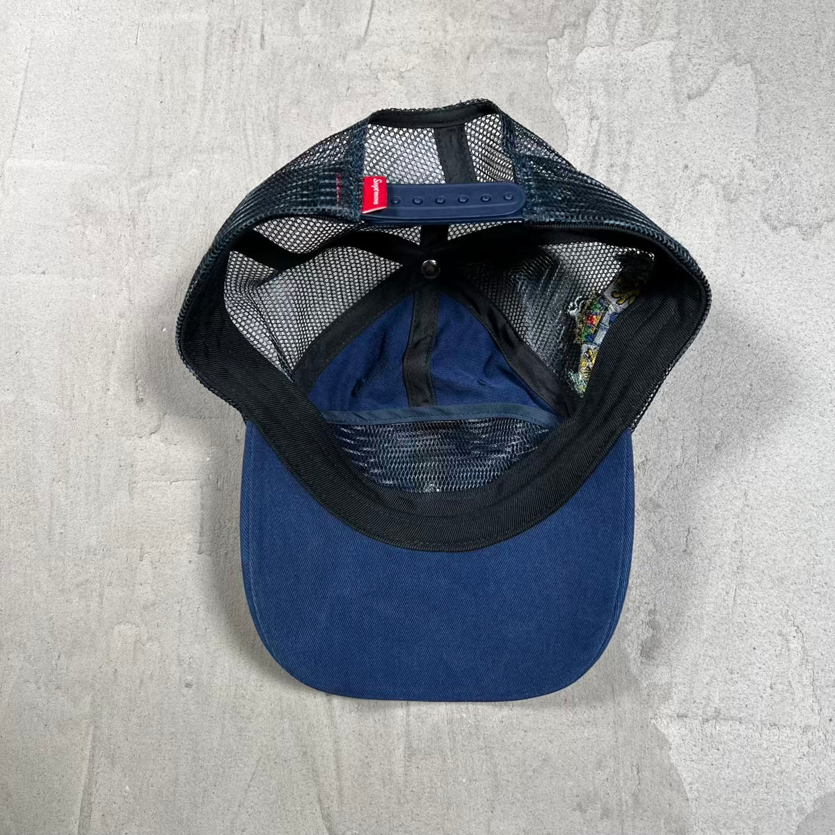 Supreme Crest Mesh Back Navy 6 Panel Hat (2025) USED x18709