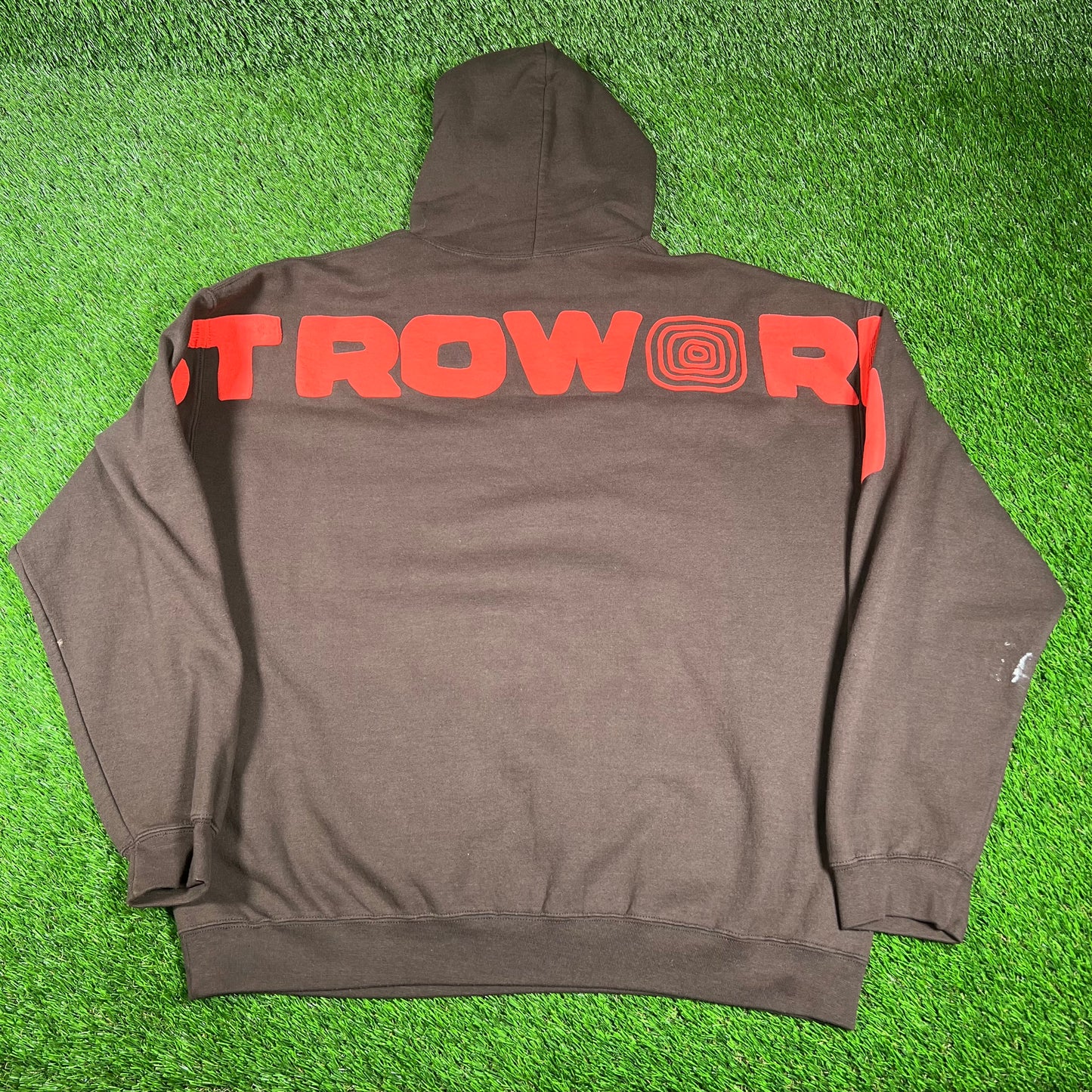2017 Travis Scott Astroworld Around The World Brown Hoodie Size Large USED x14564