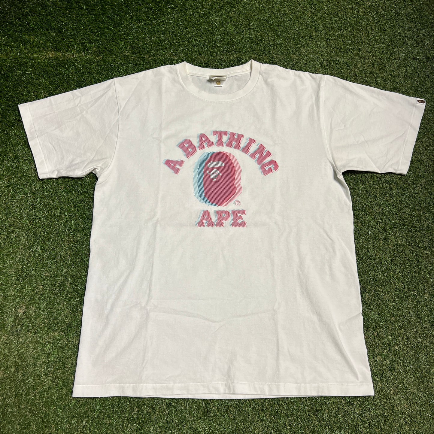 A Bathing Ape White 3D Glasses Logo Tee Size XL USED x14220