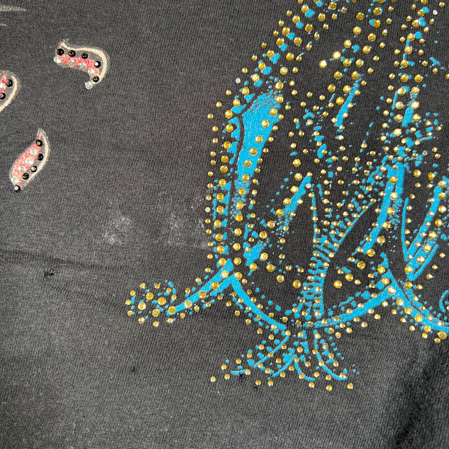 Christian Audigier Daydreamer Rhinestone Black Tee Size XXL USED v16649