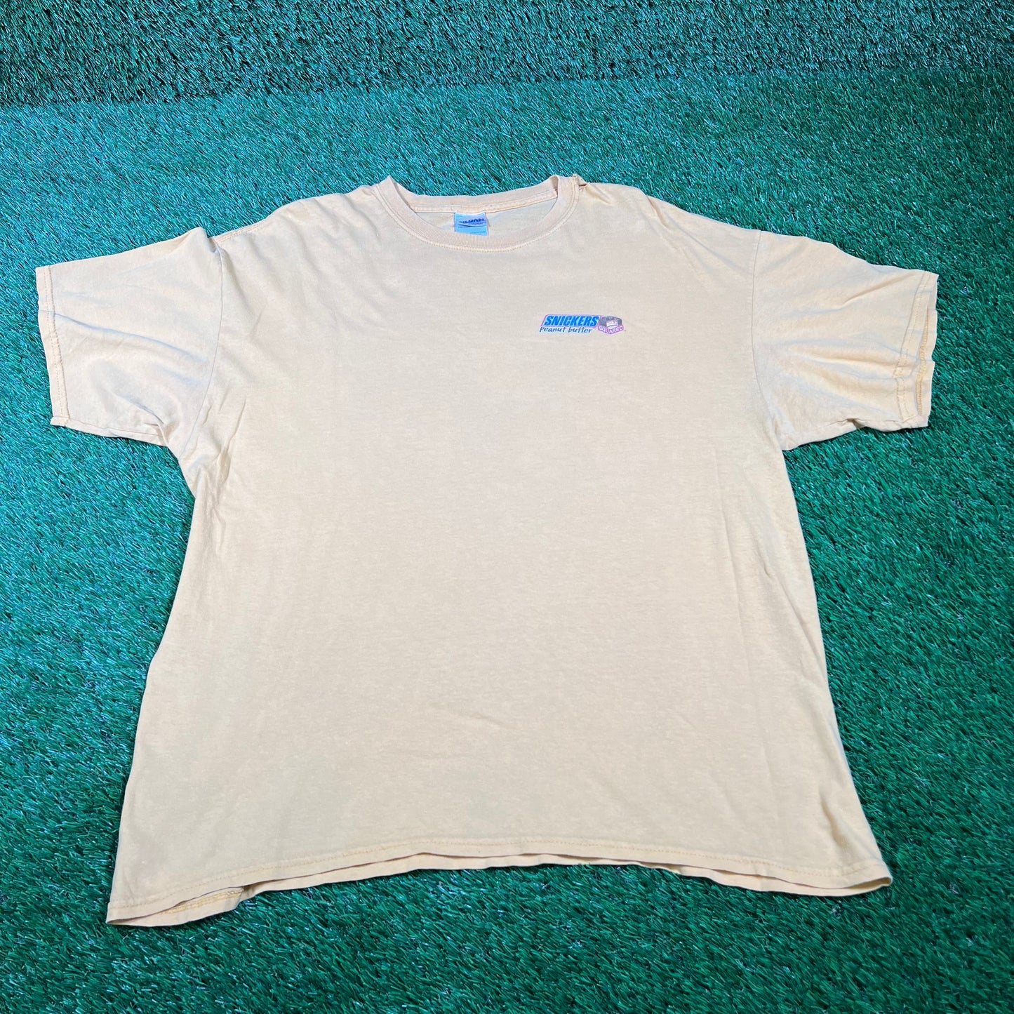 Y2K Snickers Training Wheels Yellow Tee Size XL USED v16584