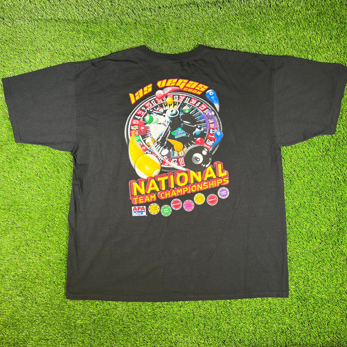 Y2K Black Las Vegas Billiards Team Championship Tee Size XXL USED v16604