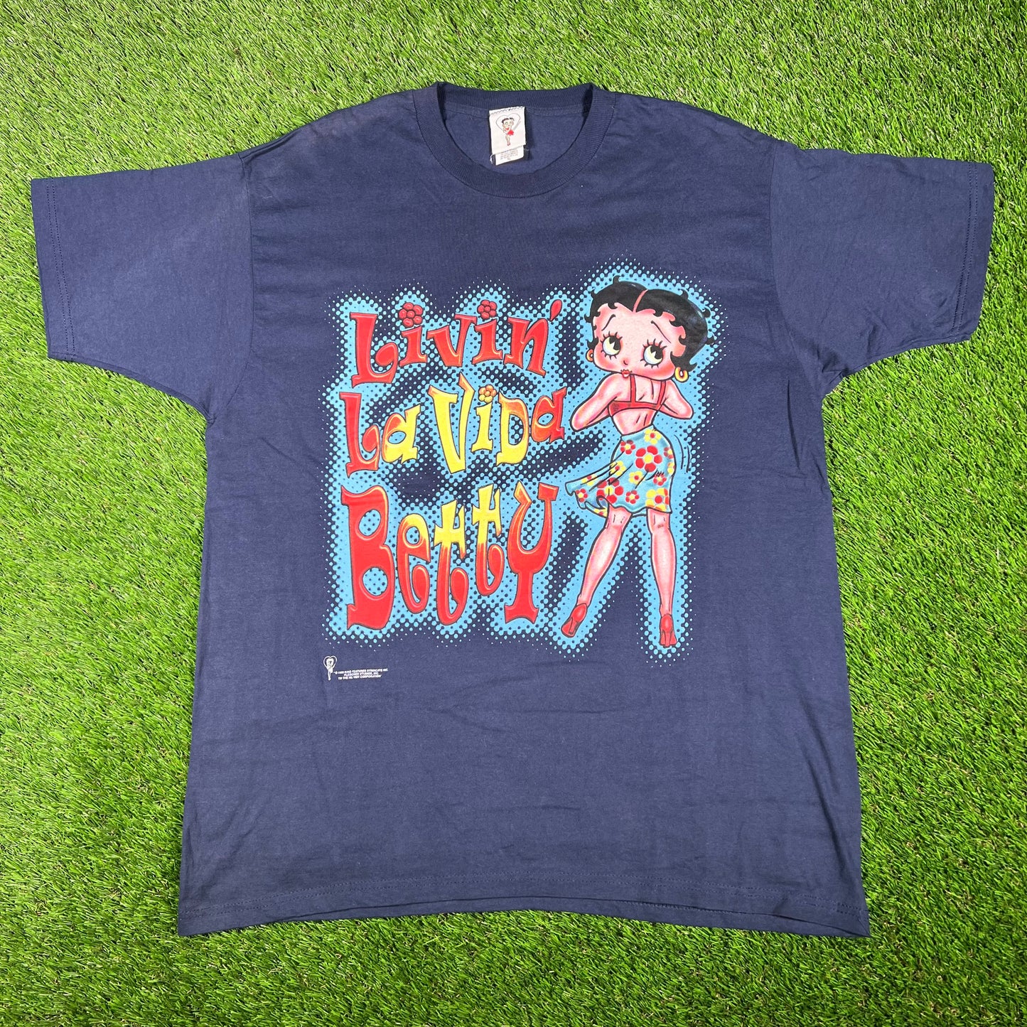 1999 Betty Boop Livin La Vida Blue Tee Size XL USED v16830