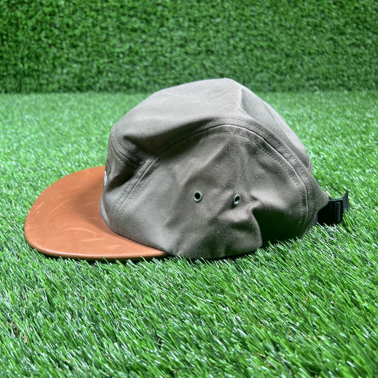 Supreme Olive/Leather Brim Camp Hat USED x14540