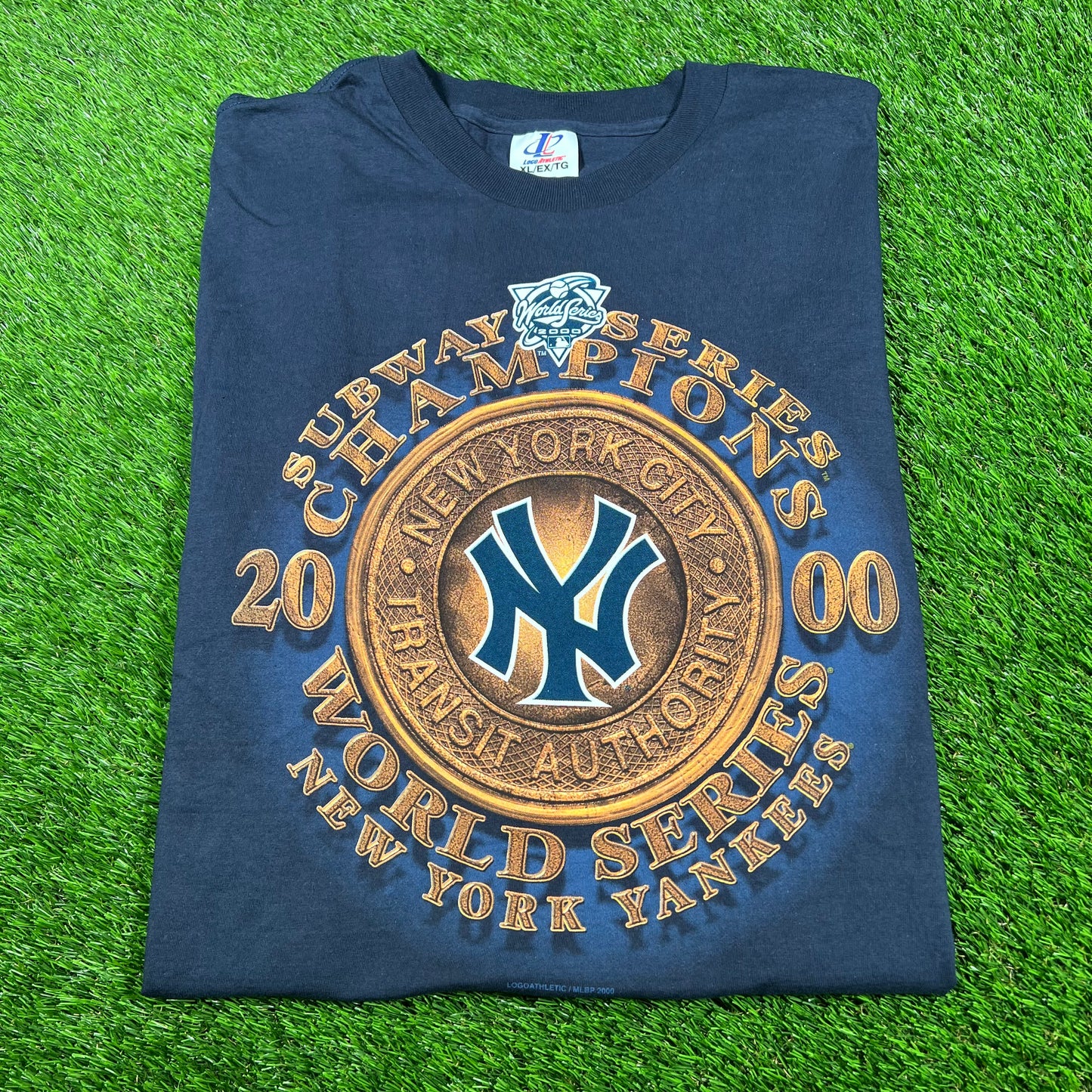 2000 Subway Series Championship New York City Transit Navy Tee Size XL USED v16979
