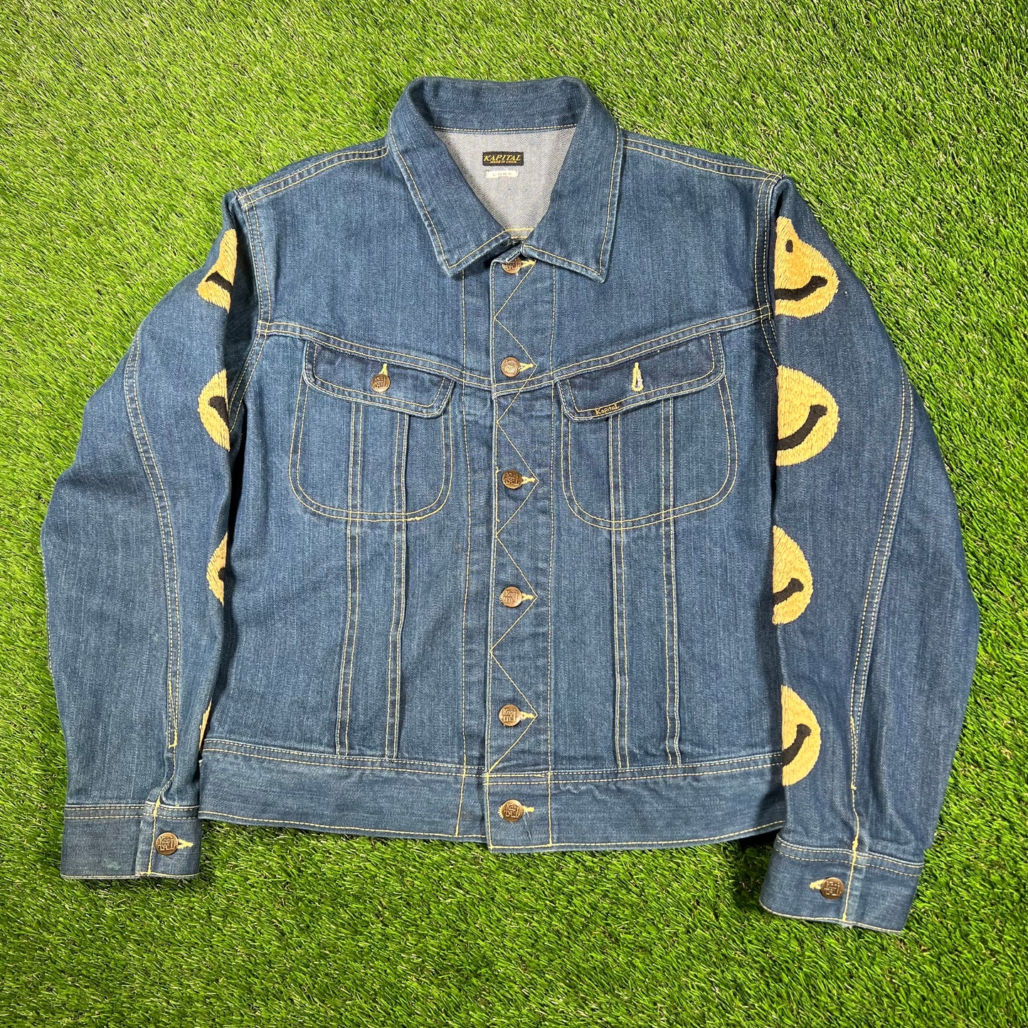 Kapital Smiley Face Denim Jean Jacket Size Medium USED x14912
