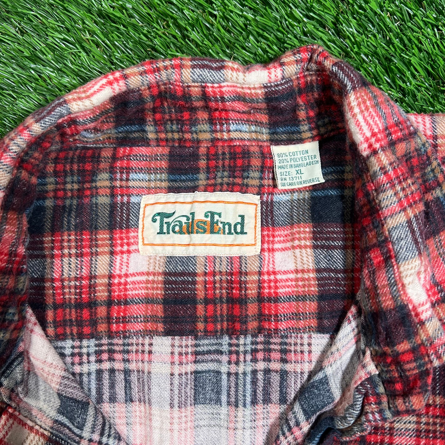 1990s Trail End Red Flannel Size XL USED v18233