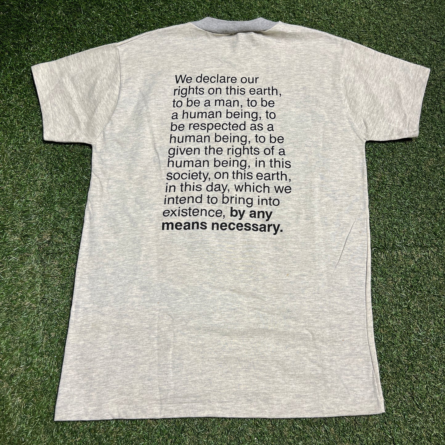 1990s Malcolm X Glitter Font Grey Tee Size XL USED v16403