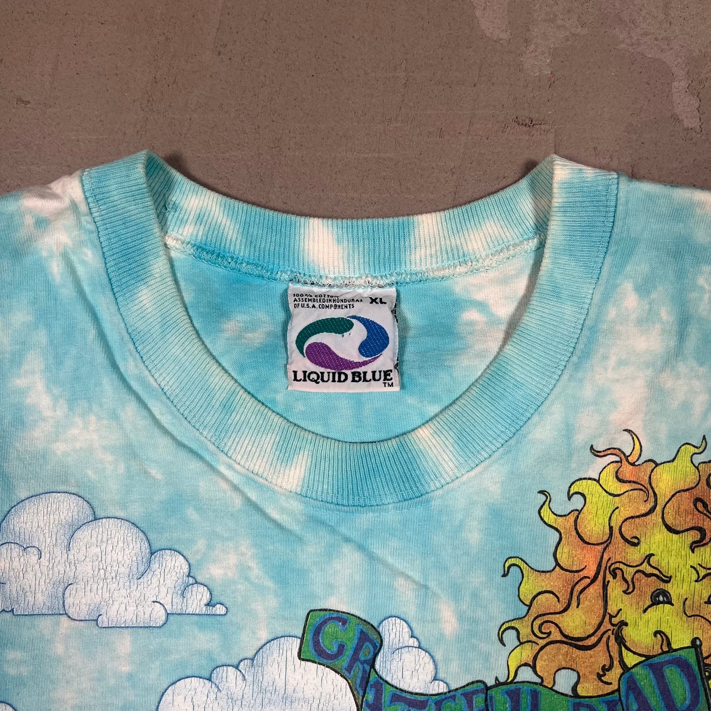 Grateful Dead Parachuting Sky Diving 1993 Blue Sky Tee Size XL USED v11471