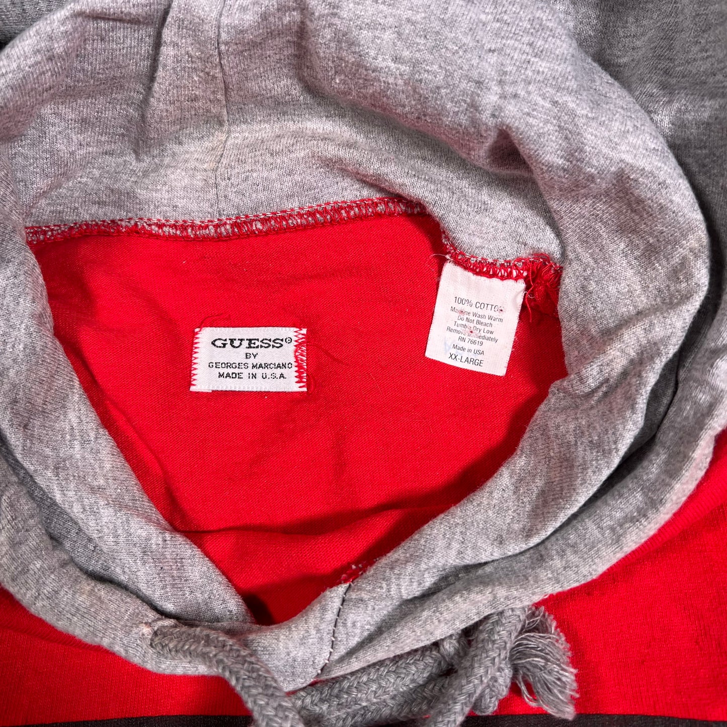 1994 Guess Red Hoodie Longsleeve Size XXL USED v18131