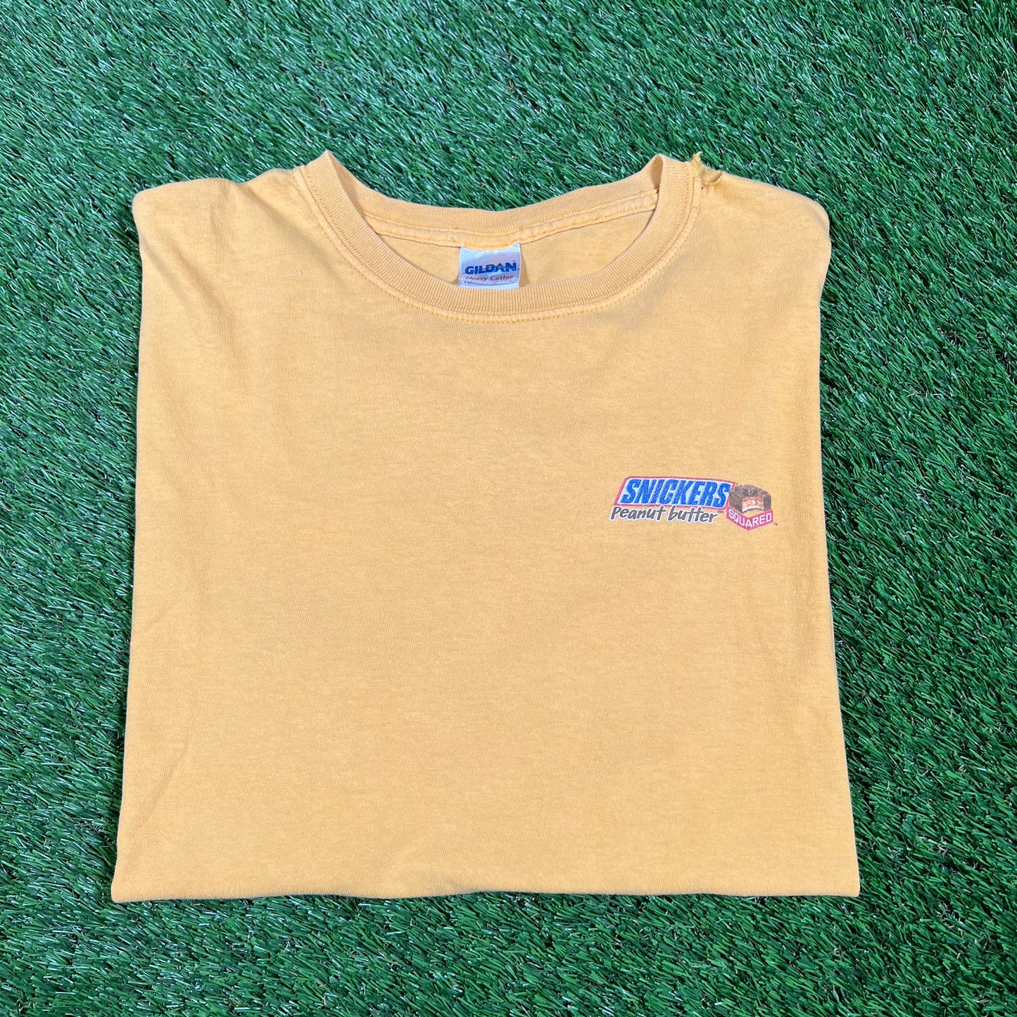 Y2K Snickers Training Wheels Yellow Tee Size XL USED v16584