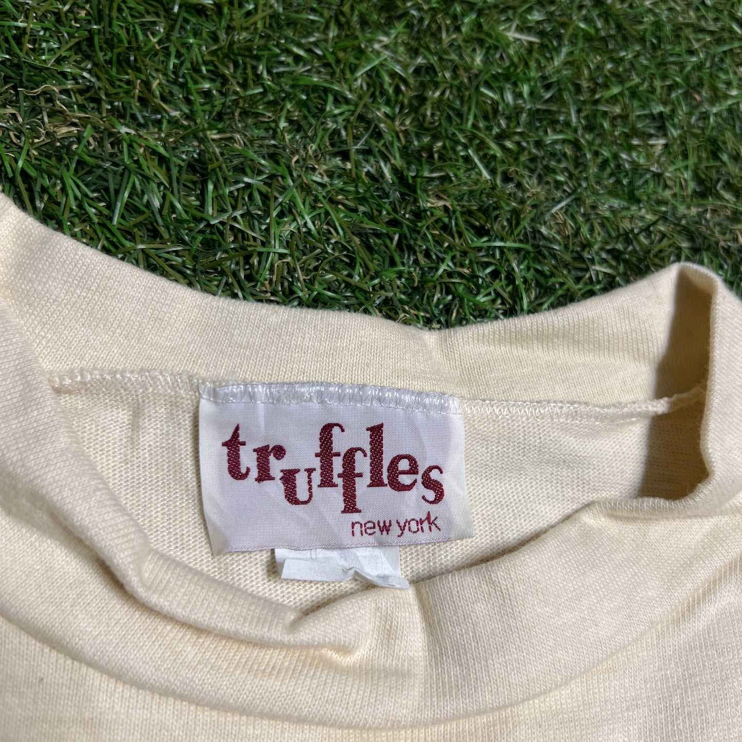1990s Malcolm X Glitter Font Cream Tee Size Large USED v16402