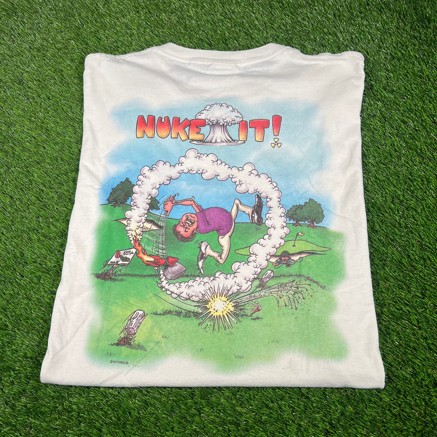 1990s Golf Duds "Nuke It" White Tee Size XXL USED v16817